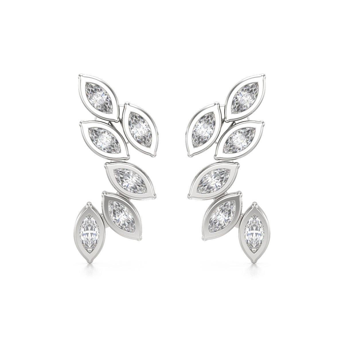 Boucles d'oreilles ADEN Or 585 Blanc Diamant 1.71grs