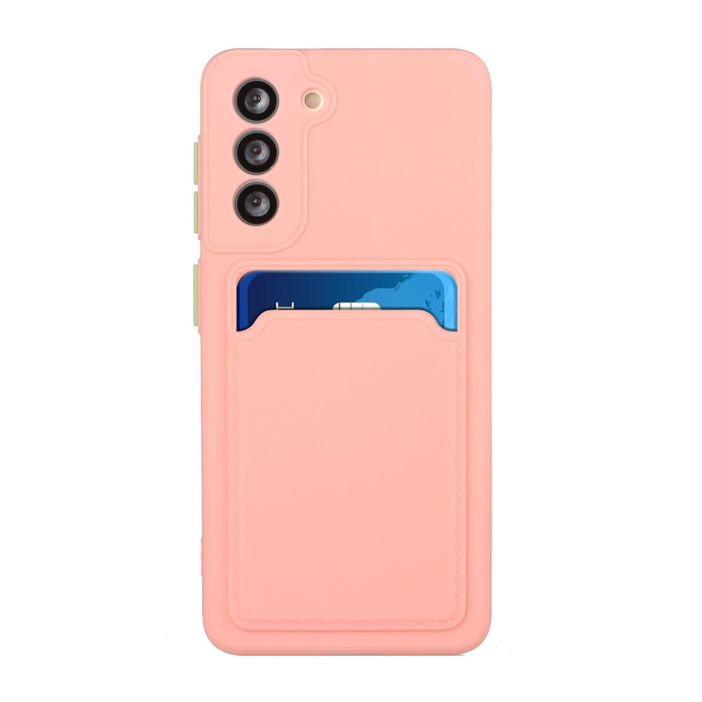 Samsung Galaxy S21 FE 5G Gummi Case Hülle mit Kartenfach - Rosa / Grün