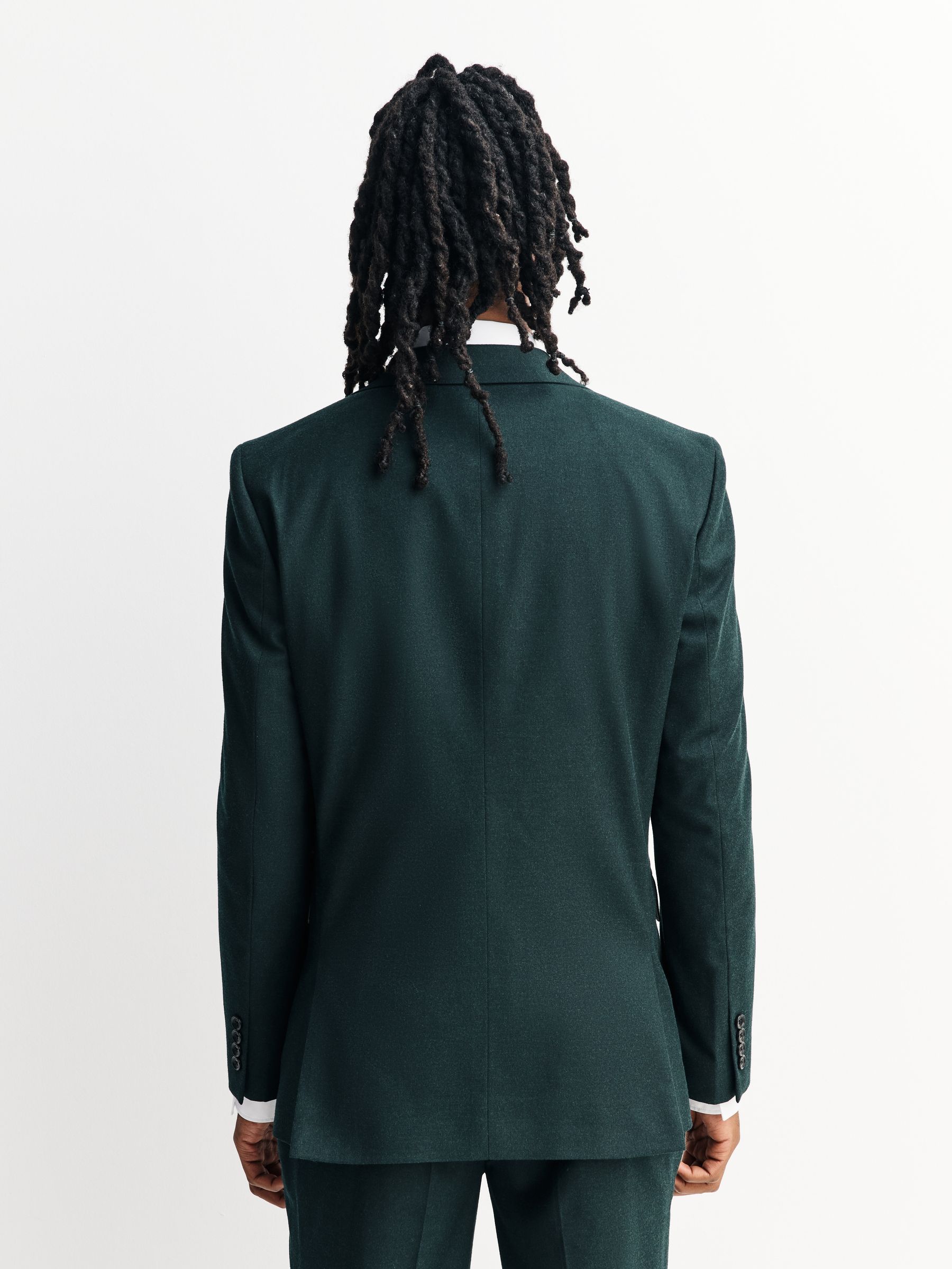 Groen - Slim-fit flanellen colbert
