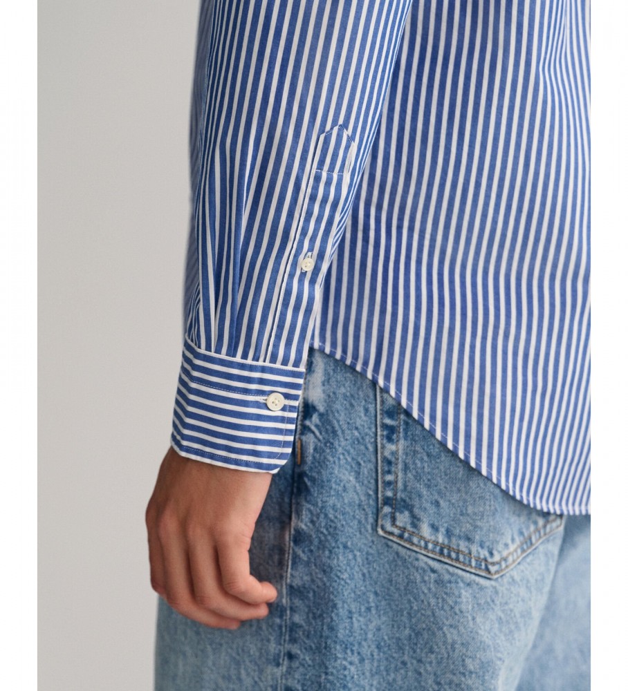 Camisa listrada Gant Regular Fit em popeline azul