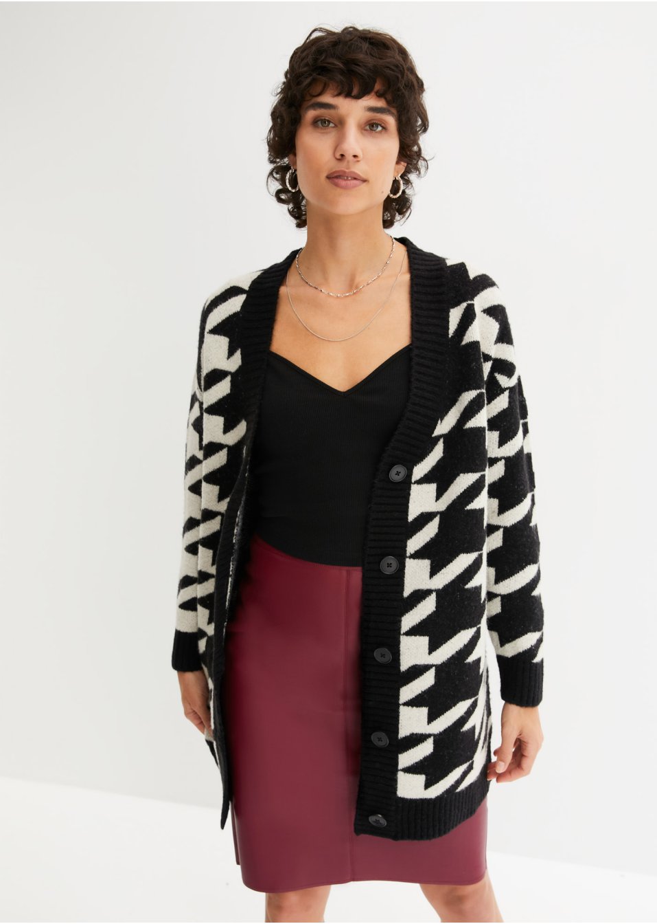 Gilet long en maille à motif