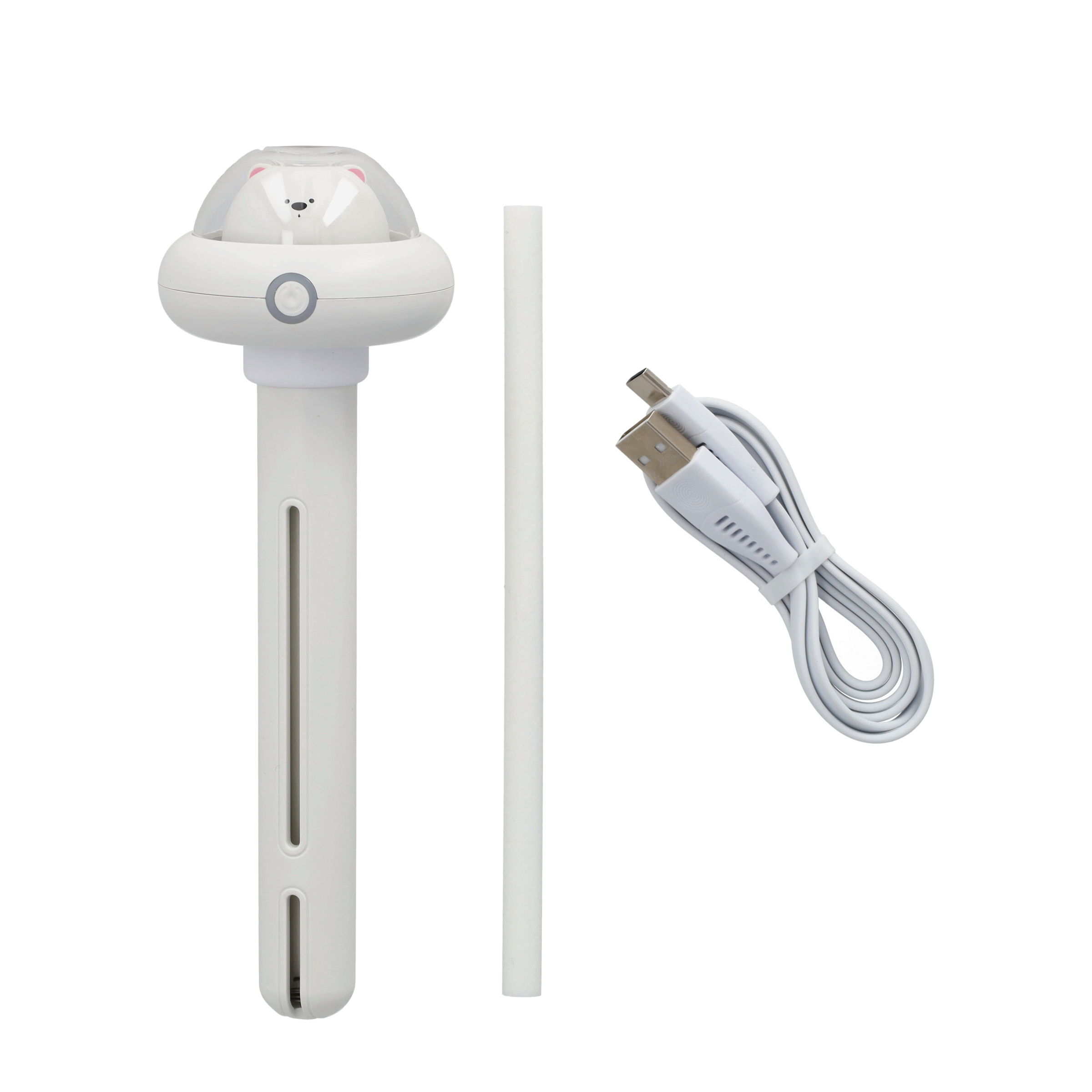 (Ø7x18cm) Portabler Mini USB Luftbefeuchter mit LED Beleuchtung Aroma Öl Diffuser - Weiss