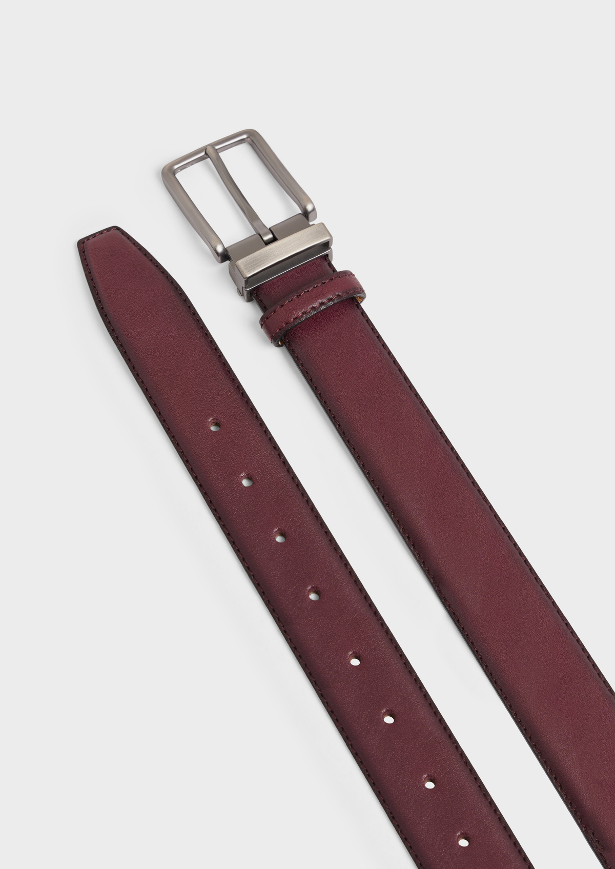Ceinture ajustable en cuir lisse bordeaux