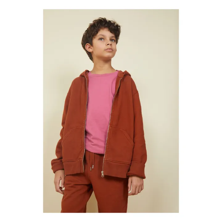 SMALLABLE BASICS Sweat A Capuche Zippé Garçon Coton Bio | Brun roux