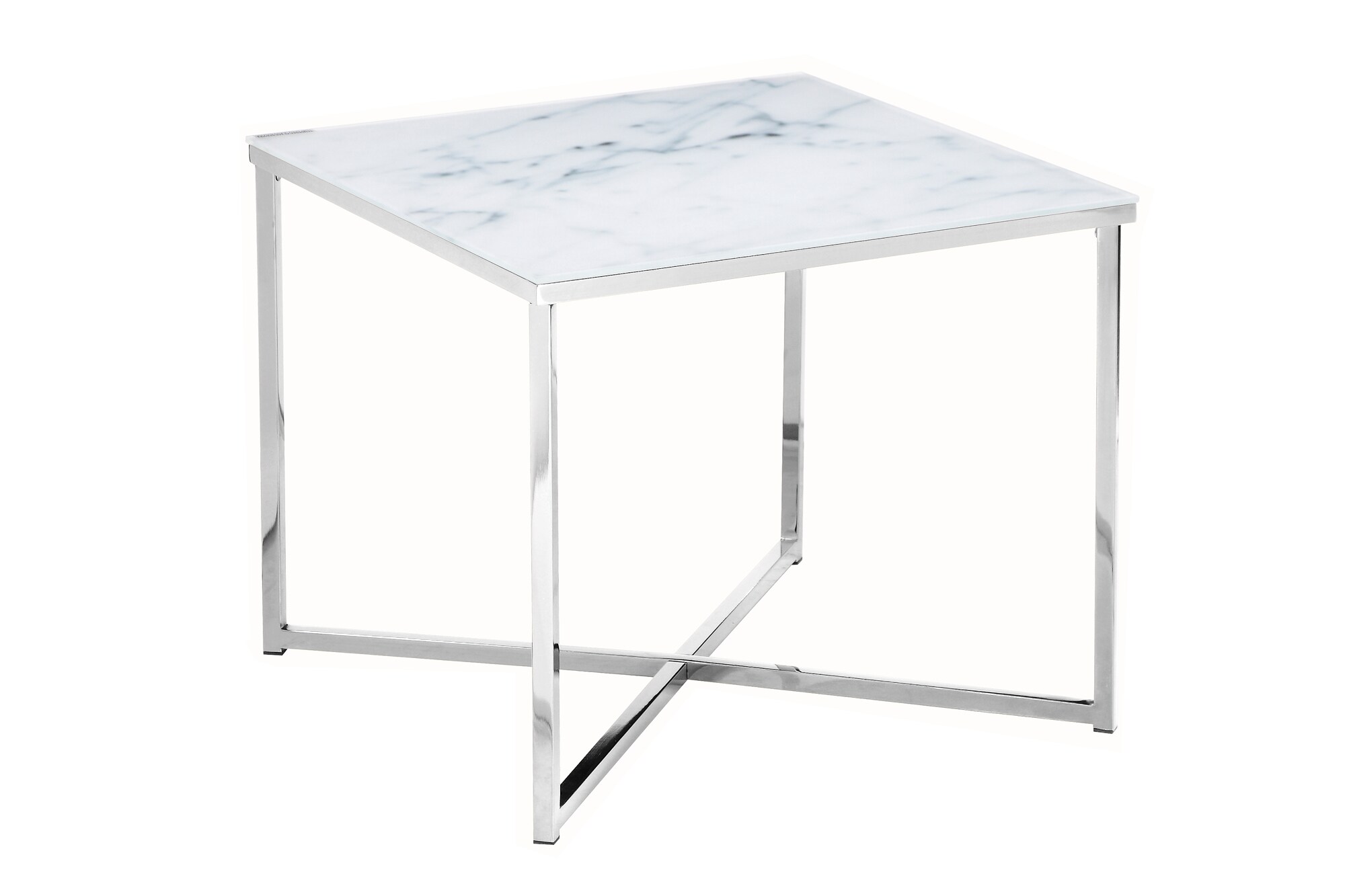 Beistelltisch Silber 55x55 cm Wohnzimmertisch Couchtisch Sofatisch Glastisch