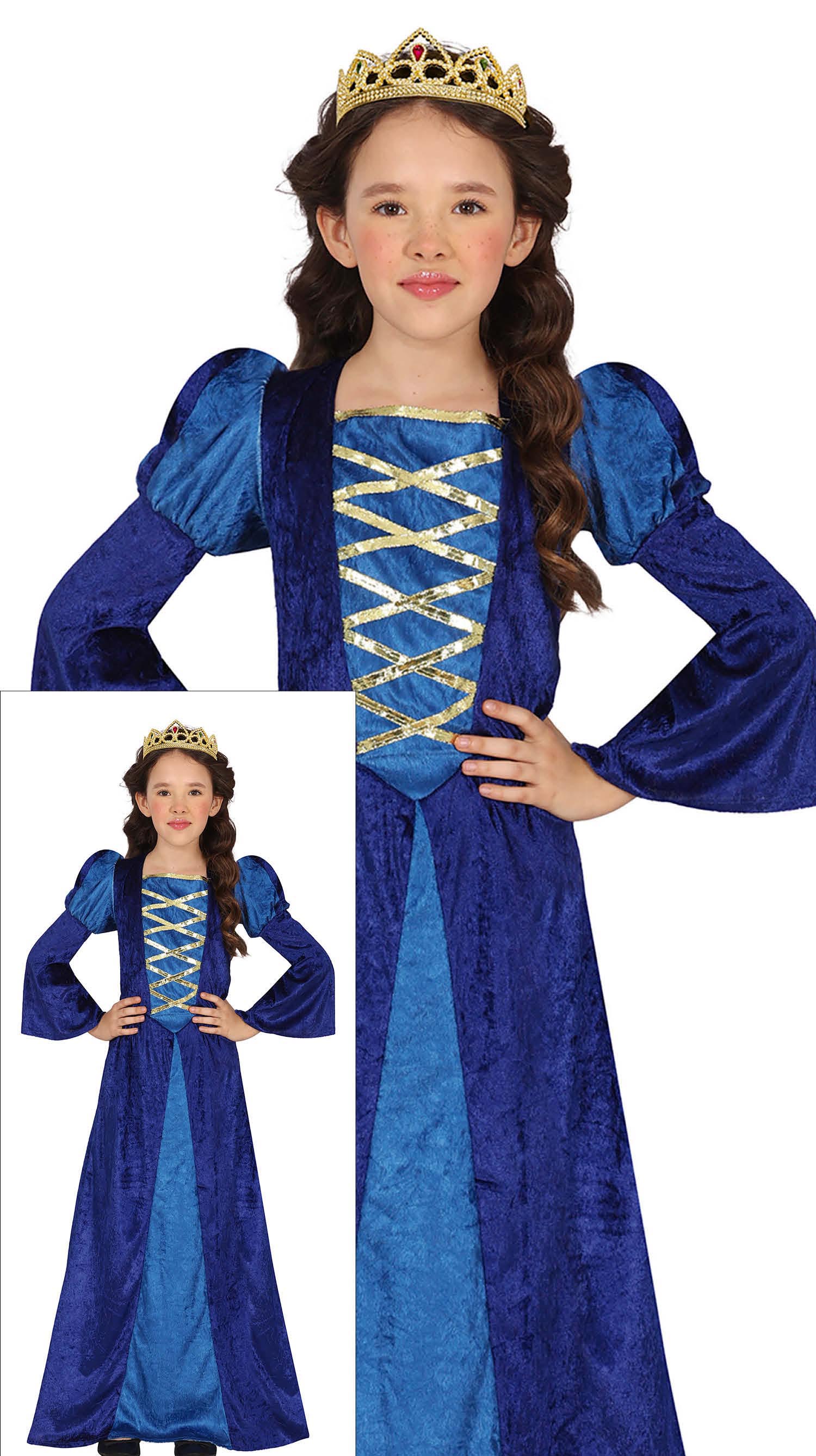 Midddeleeuwse Prinses Kostuum Blauw Meisje
