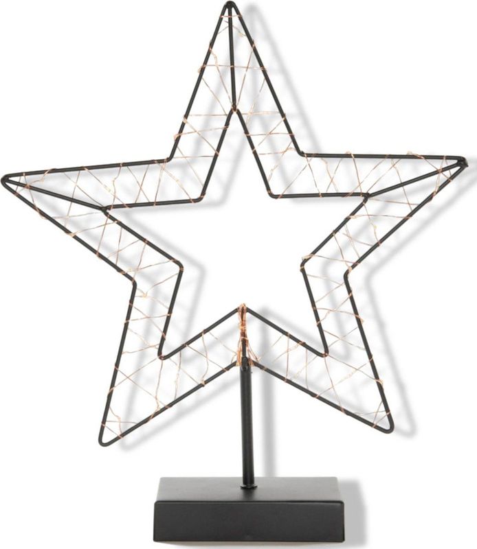 Anna's Collection - Kerstster - Zwart - Met Verlichting - 29,5 x 34,5 cm