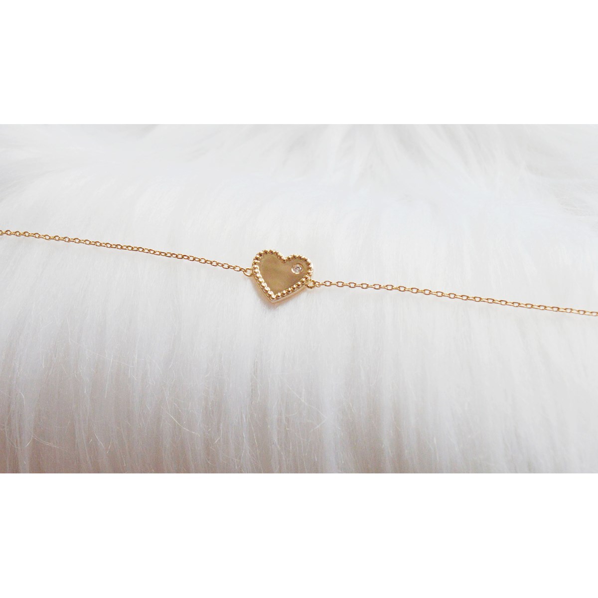 Bracelet chaîne coeur zirconium  -Plaqué or