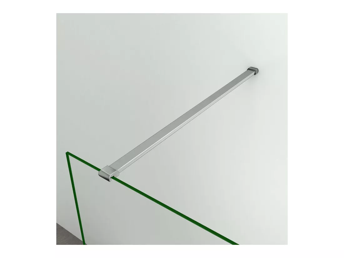 Paroi de douche à l'italienne 130x200cm avec barre de fixation 140cm recoupable - Chromé - Verre 8mm trempé transparent