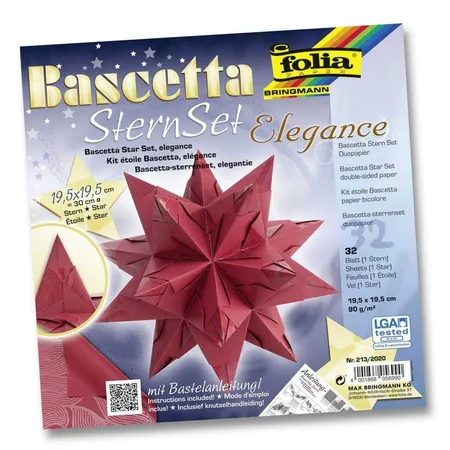 Folia Bascetta Stern Set Elegance, 32 Blatt, 19,5 x 19,5 cm, Deep Jungle rot