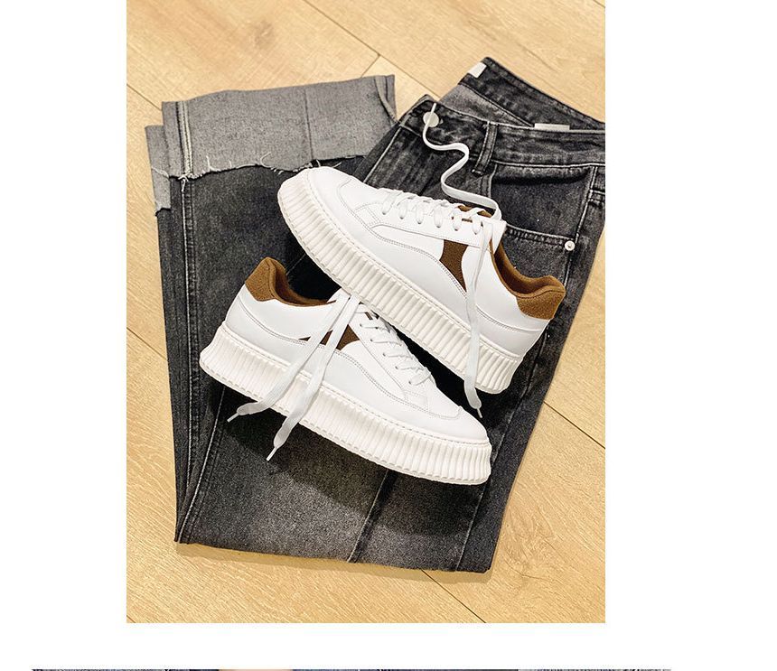 Tanzanite - Veterschoenen met contrasterende afwerking en plateauzool
