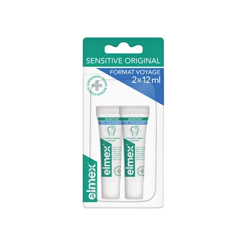 Elmex Sensitive Original Dentifrices Tubes Voyages 0% Colorant - 2x12ml