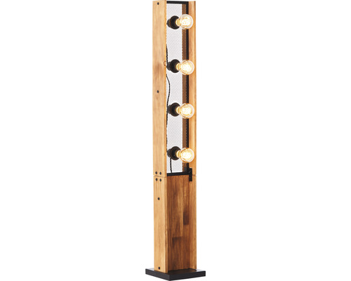 Calandra 4-lichts staande lamp, afmetingen (HxLxB): 125x23x23 cm, houtlicht/zwart, met voetschakelaar