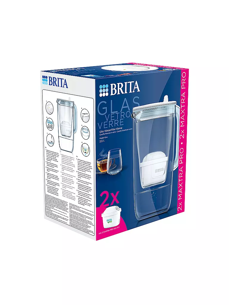 BRITA Tischwasserfilter Glas MODEL ONE 2,5L Weiss  weiss