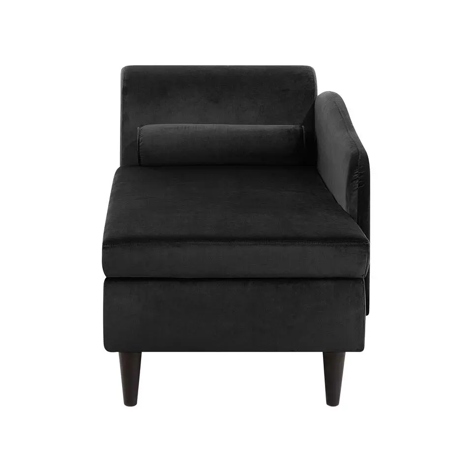 LUIRO - Chaise longue - Zwart - Linkerzijde - Fluweel