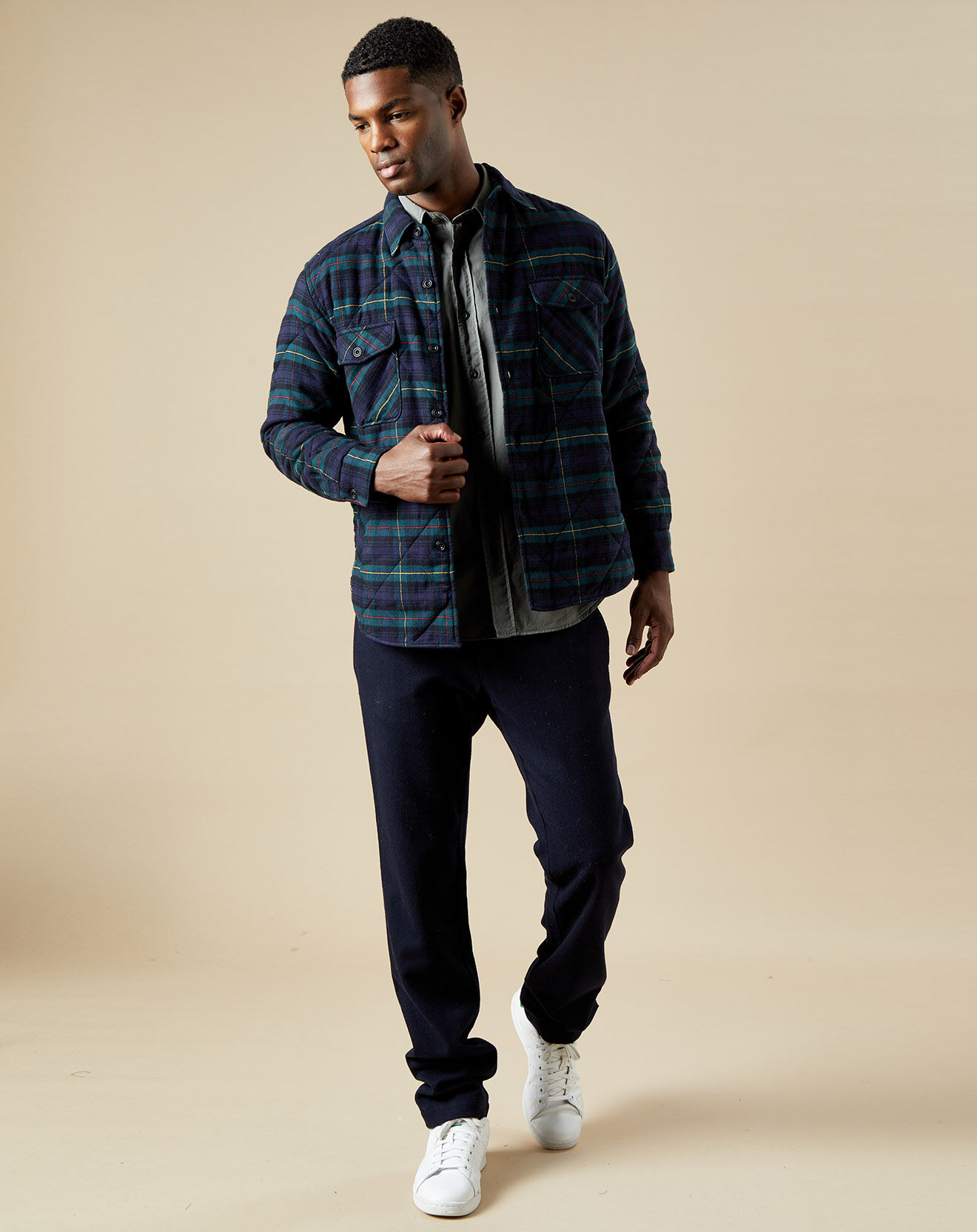 Hartford Veste Surchemise regular Peter à carreaux navy/bleu/vert/rouge