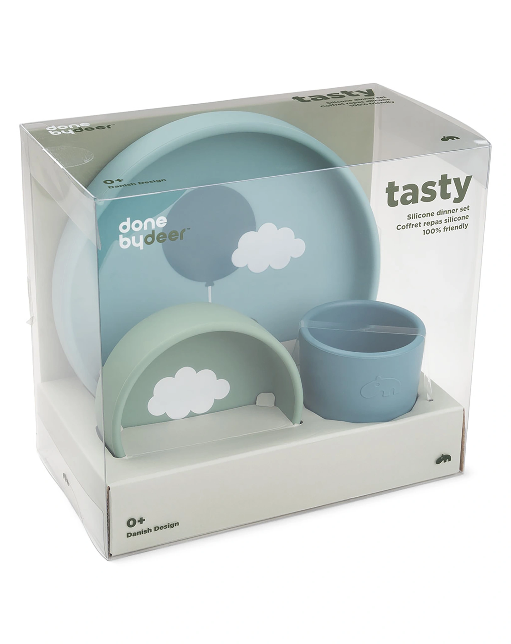 Silikon-Geschirr-Set HAPPY CLOUDS 3-teilig in blau