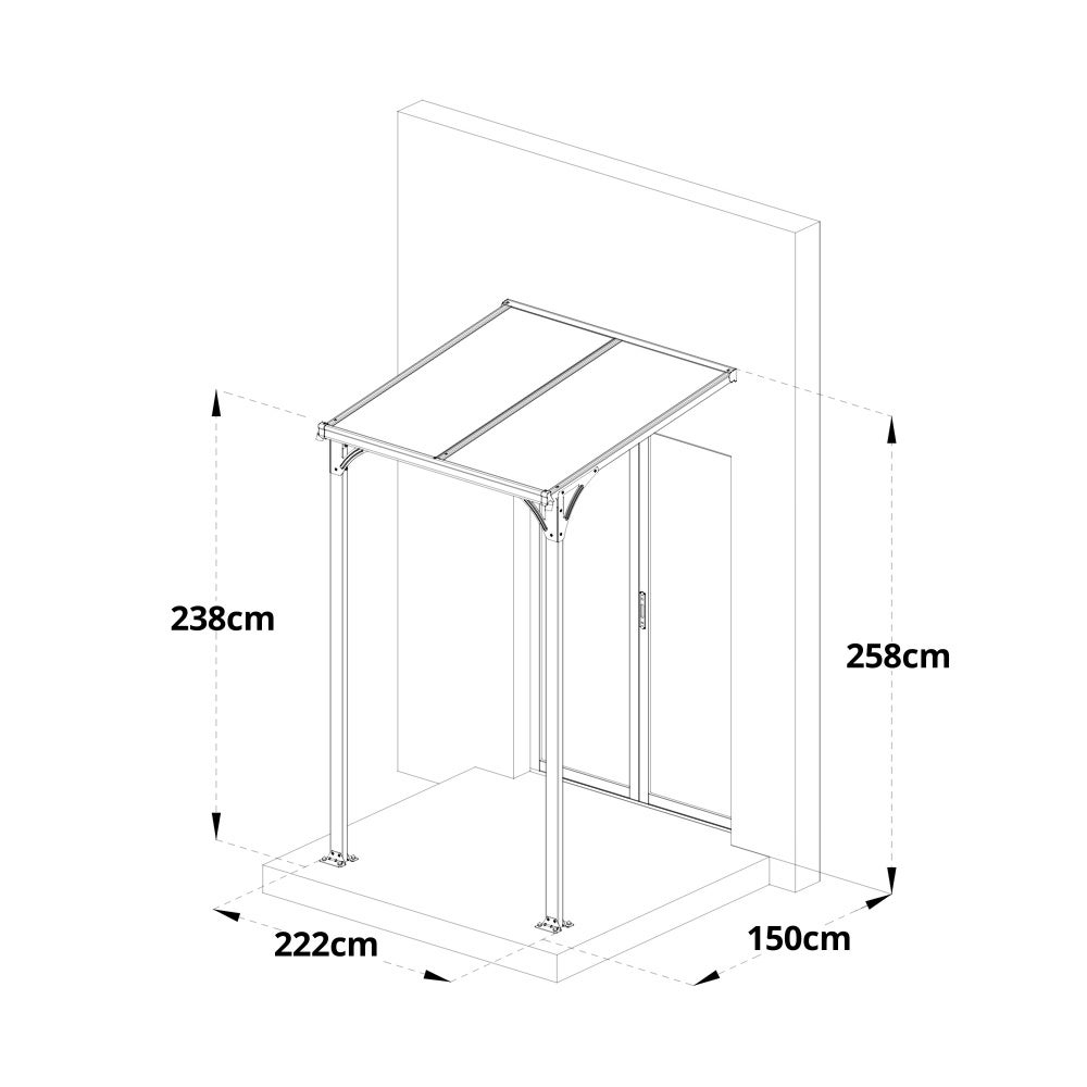 Home Deluxe - CUBIS Voordeurluifel - Maat: Medium - 219 x 150 x 258 cm - Antraciet, Frame: Aluminium, incl. Polycarbonaat panelen | Voordeurluifel, Schuin dak, Glazen luifel