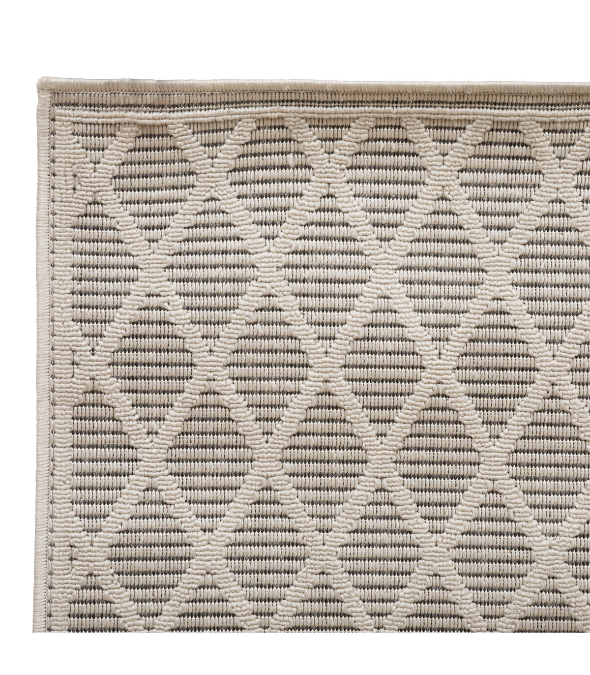 Tapis pour extérieur ou intérieur en polypropylène gris tissé en forme de losanges 160 x 230 cm