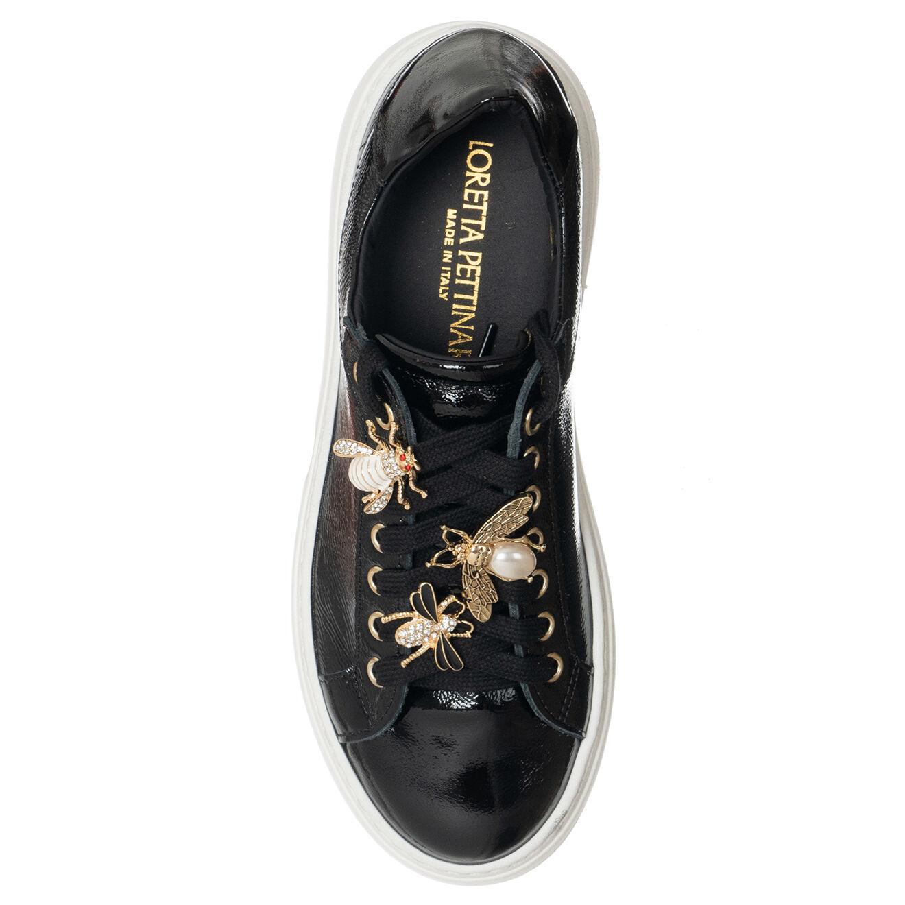 Loretta Pettinari Sneakers en Cuir Osta noir/blanc