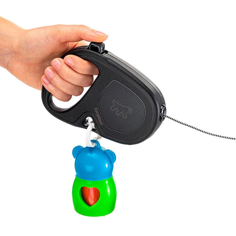 Laisse extensible pour chiens de taille moyenne flippy one cord s, cordon rétractable 4,5 m, max 12 kg, noir