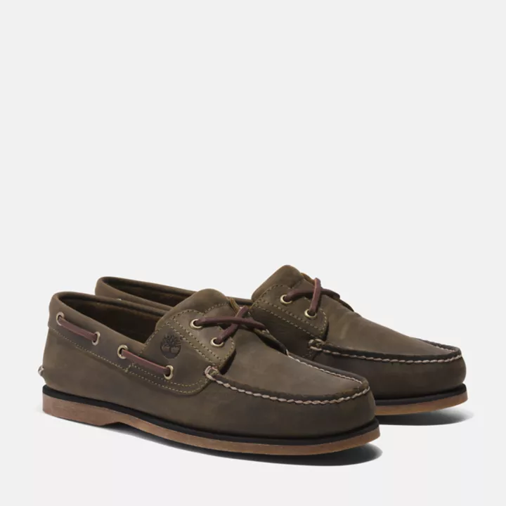 Chaussure bateau classique pour homme en vert