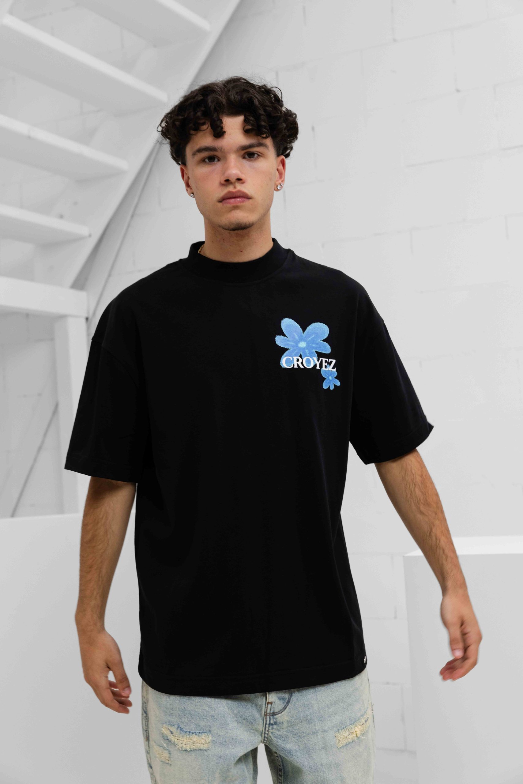 Croyez Botanique T-Shirt Heren Zwart/Blauw