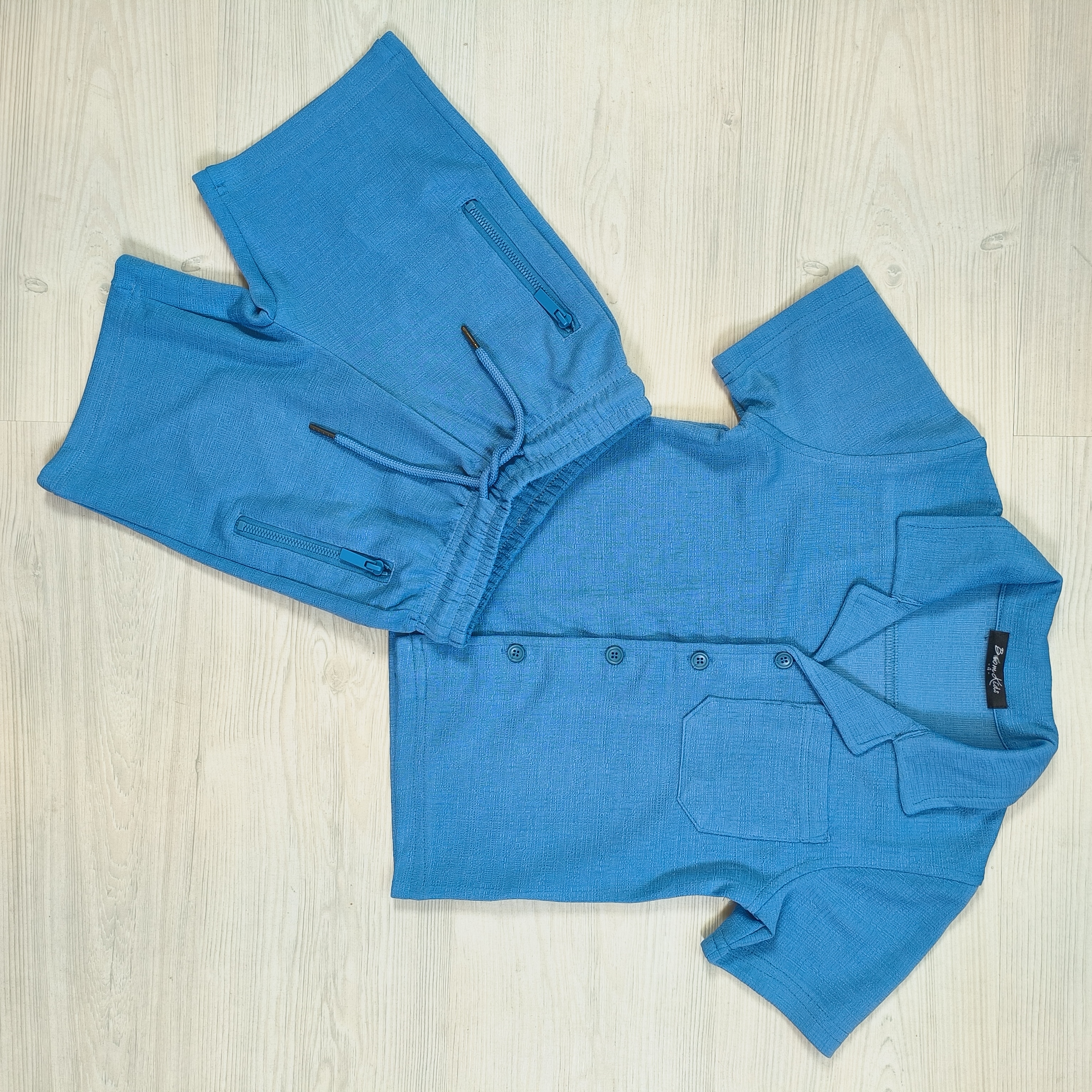 Trendy Blauwe Jongens Zomerset – Shirt & Korte Broek