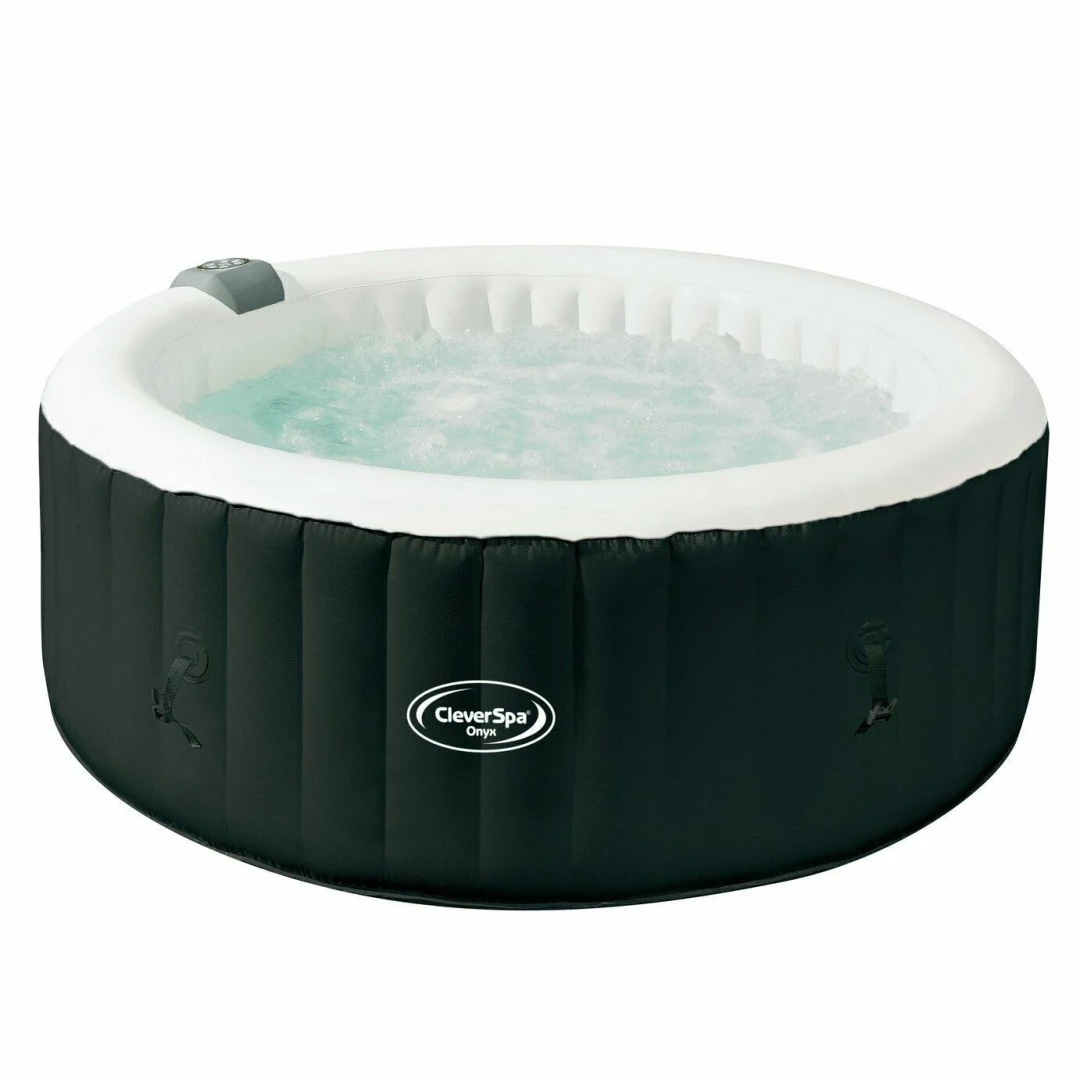 Spa gonflable 4 places rond - cleverspa modèle onyx - diamètre : 185 cm - filtre et bâche inclus
