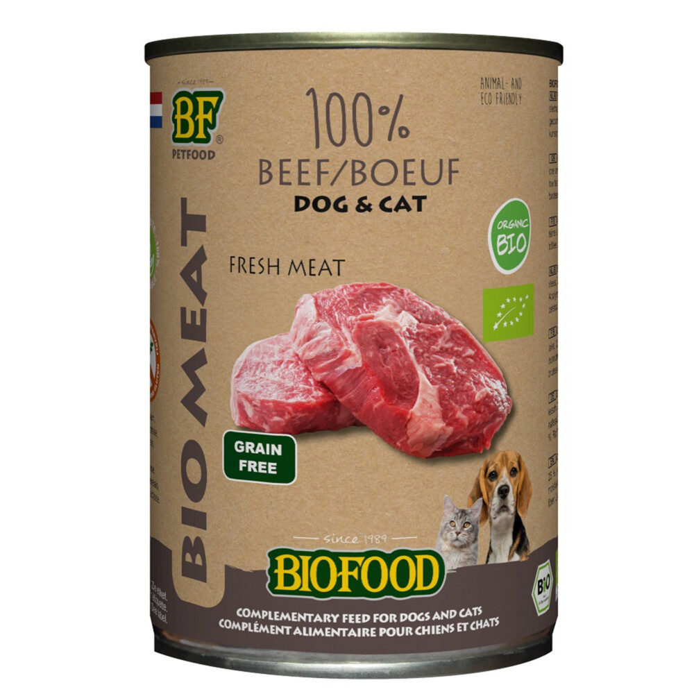 BF Petfood Biofood Organic Hond en Kat 100% Rund400 gr