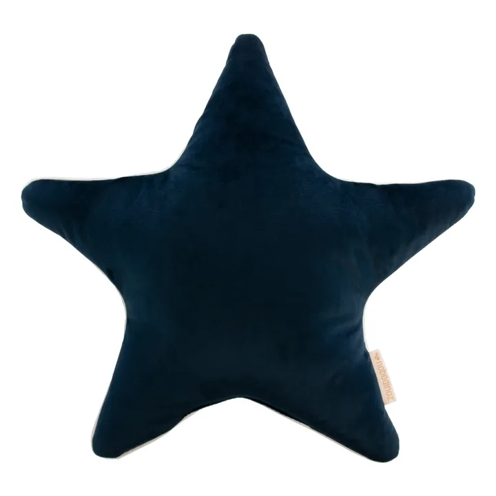 Nobodinoz Coussin Aristote en velours | Bleu nuit