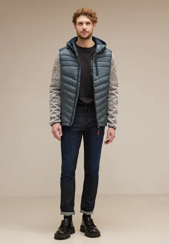 Jacke im Materialmix - slate grey