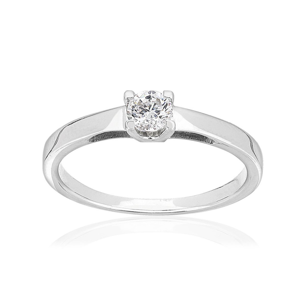 Solitaire or 750 blanc diamant synthétique 0,25 carat