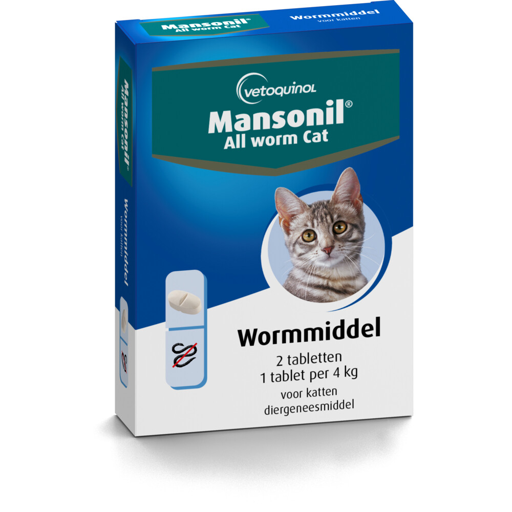 Mansonil All Worm Ontworming Tabletten Kat vanaf 4 kg2 stuks