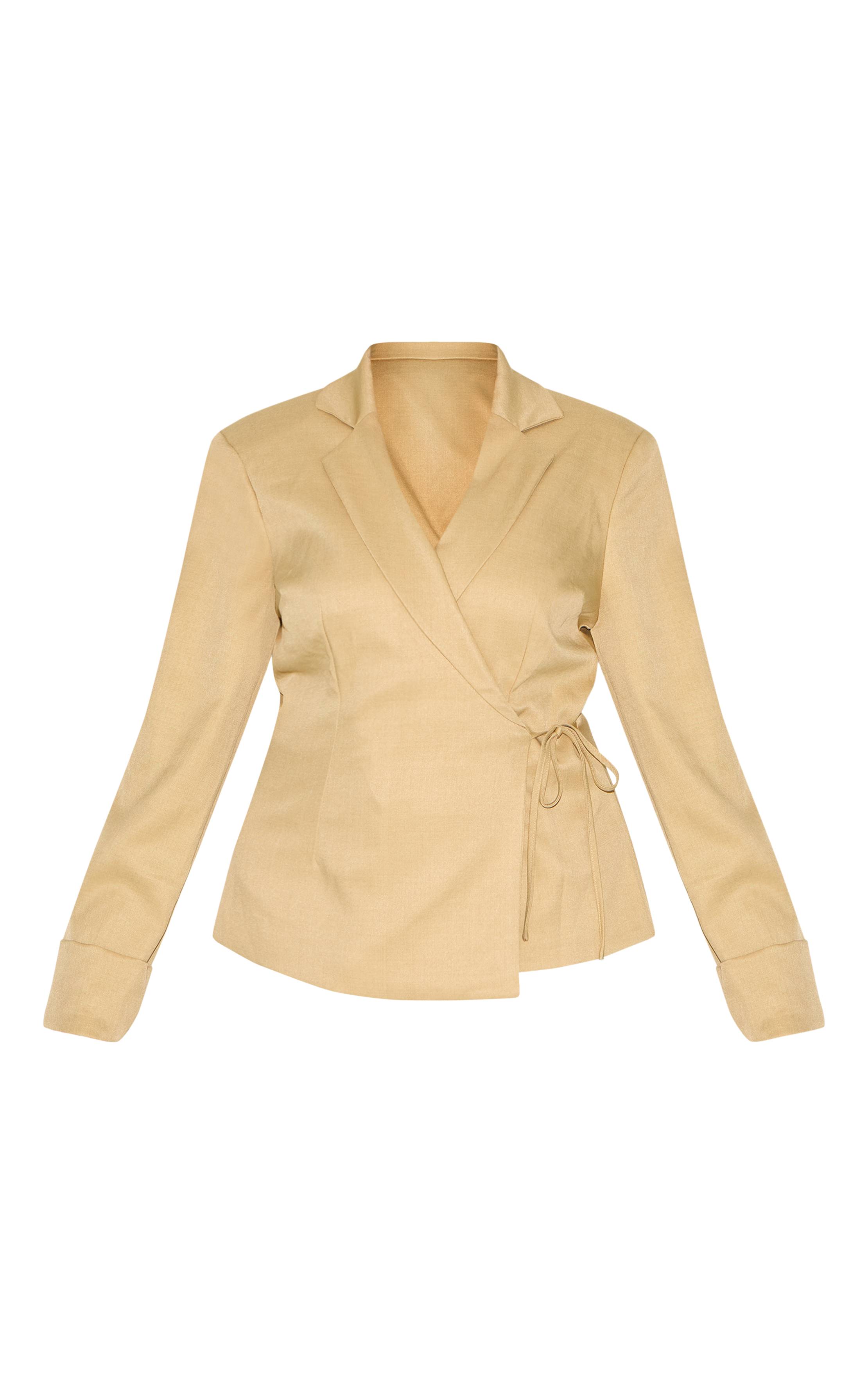 Taupe Blazer Grande Taille Ultra Oversize À Nouer Sur Le Côté