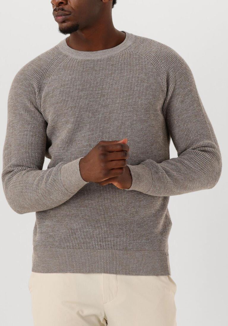 taupe gentiluomo trui round ls raglan