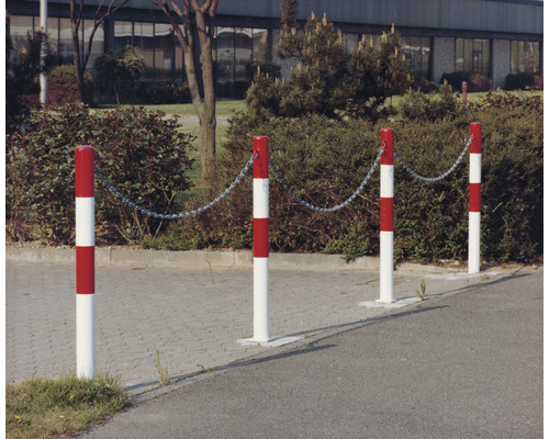Paal met oog, staal, wit/rood, 1000 mm