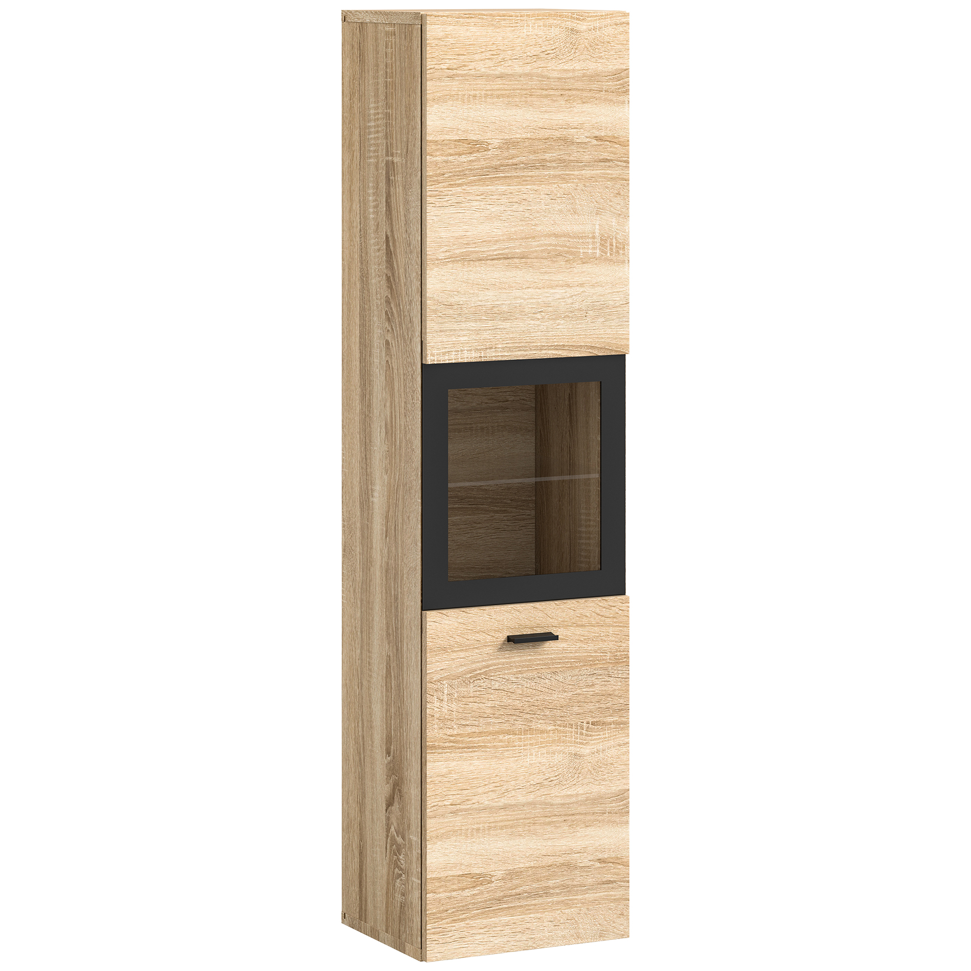 Badschrank BOSTON Sonoma Eiche-schwarz - 30 cm