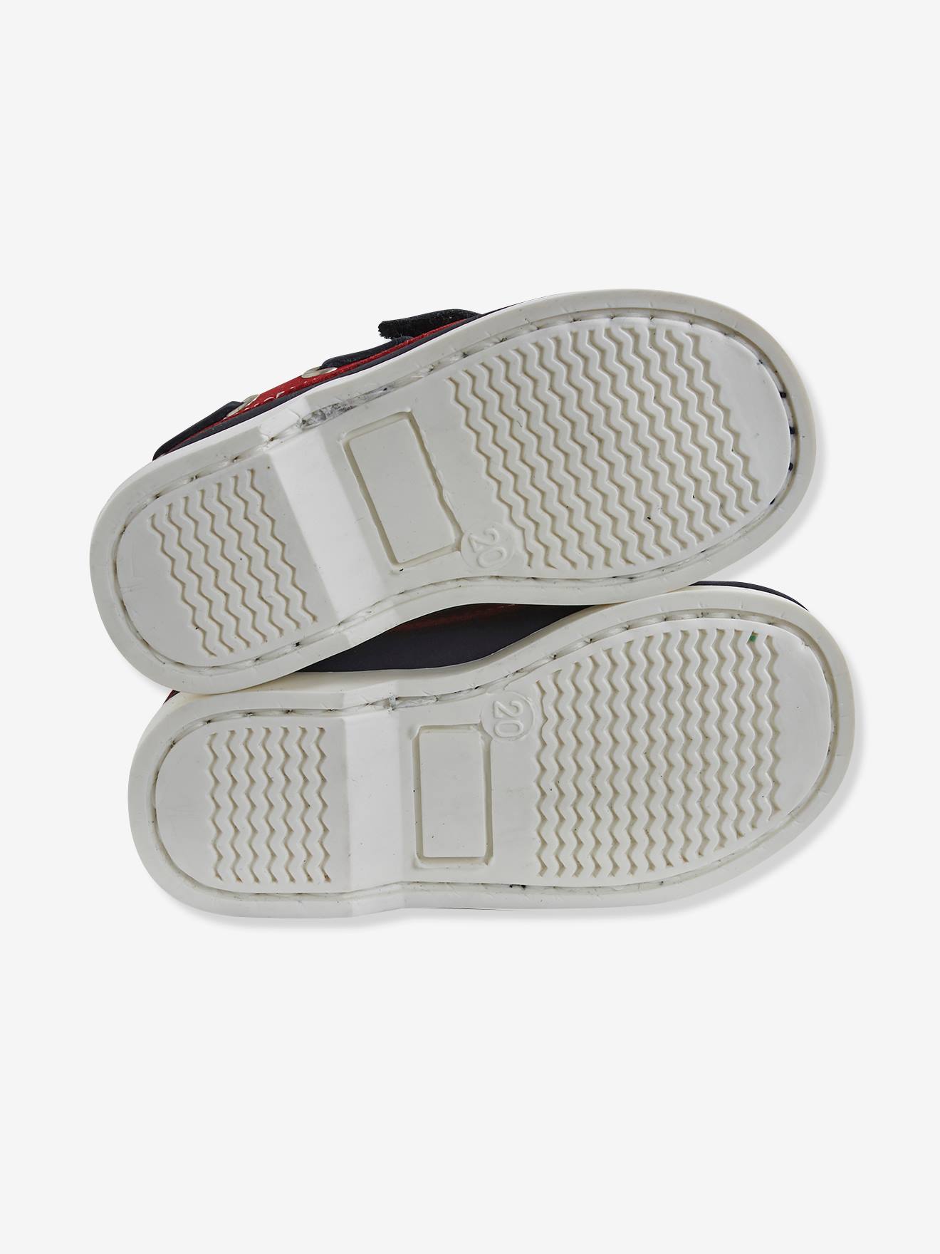 Sapatos náuticos de couro azul-escuro lisos para bebê com estampas.