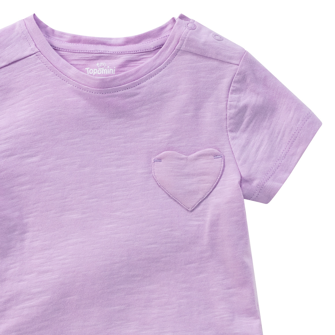 Topomini Baby T-Shirt mit Herz-Tasche helllila