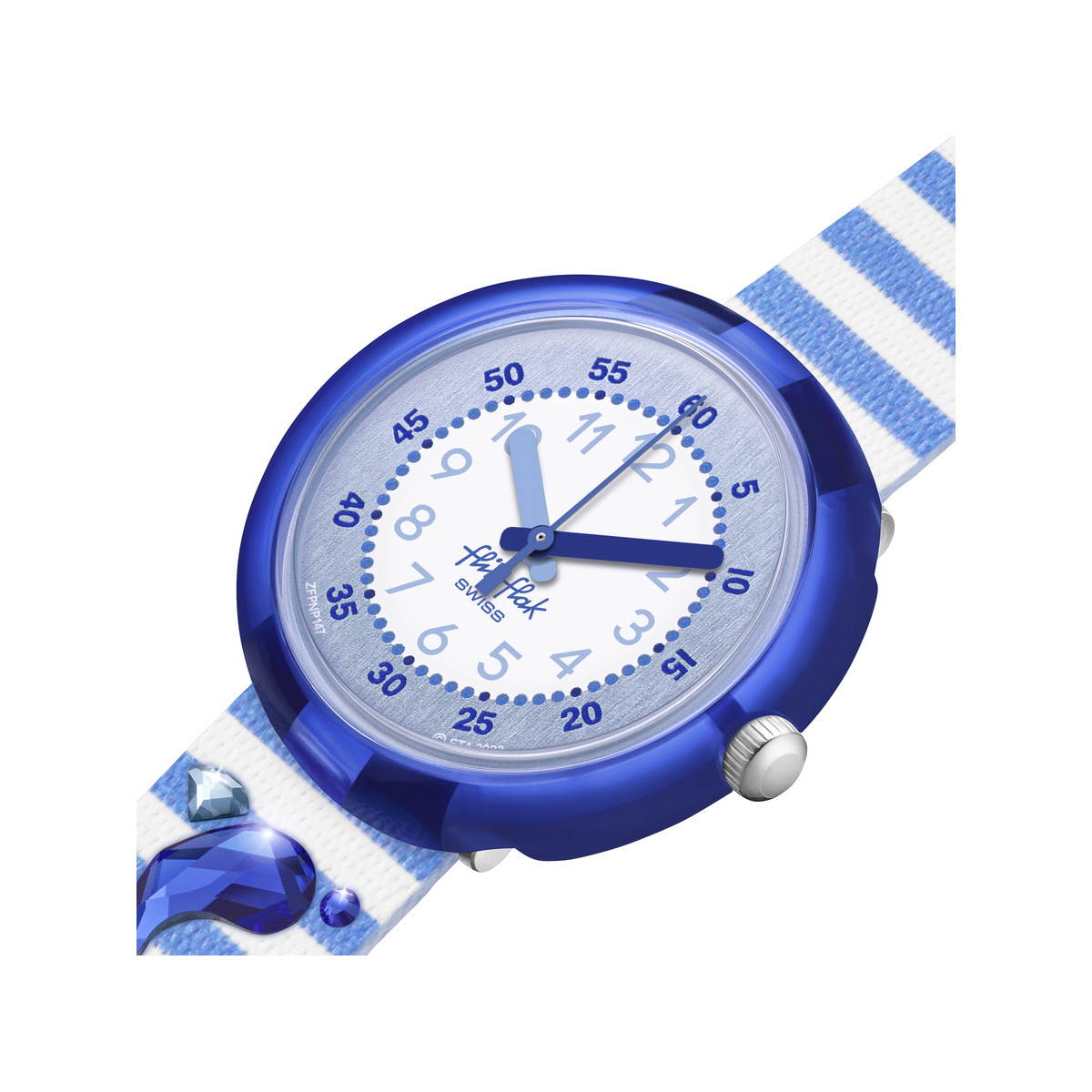 Montre FLIK FLAK Shine bright Shining dolphin enfant plastique biosourcé bracelet PET recyclé bleu