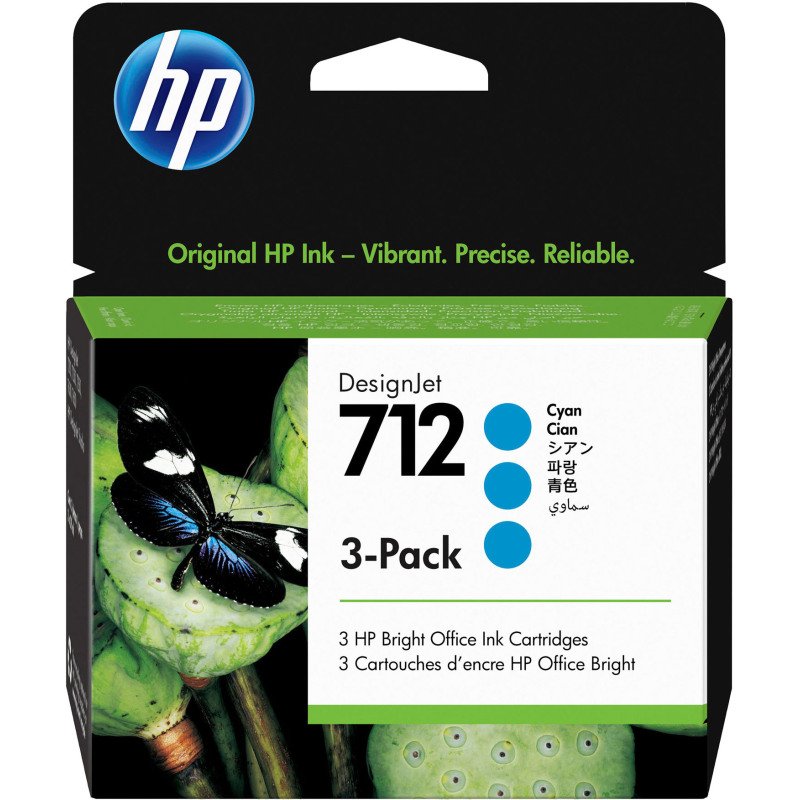 HP 712 Pack 3 cartouches couleurs séparées pour imprimante jet d'encre