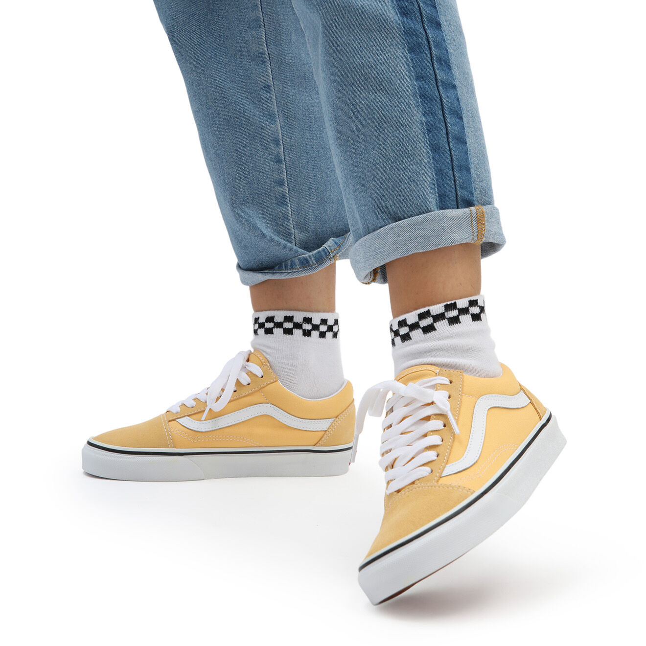 Vans Sneakers en Velours de Cuir & Textile Old Skool orange clair