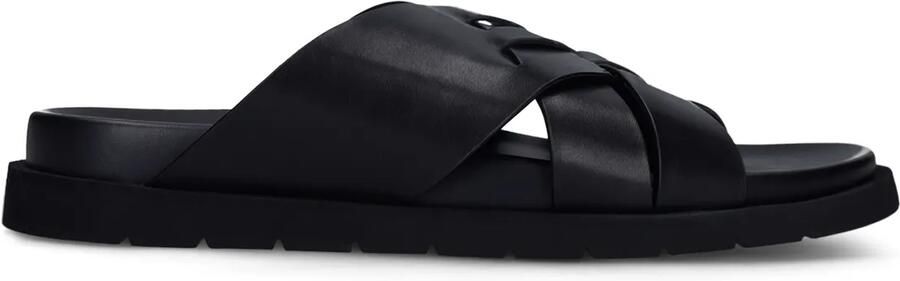 Manfield Heren Zwarte leren slippers