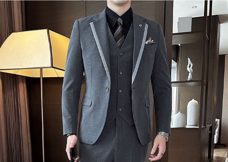 Deepwood - Set: Reversblazer + Vest met knopen + Pantalon