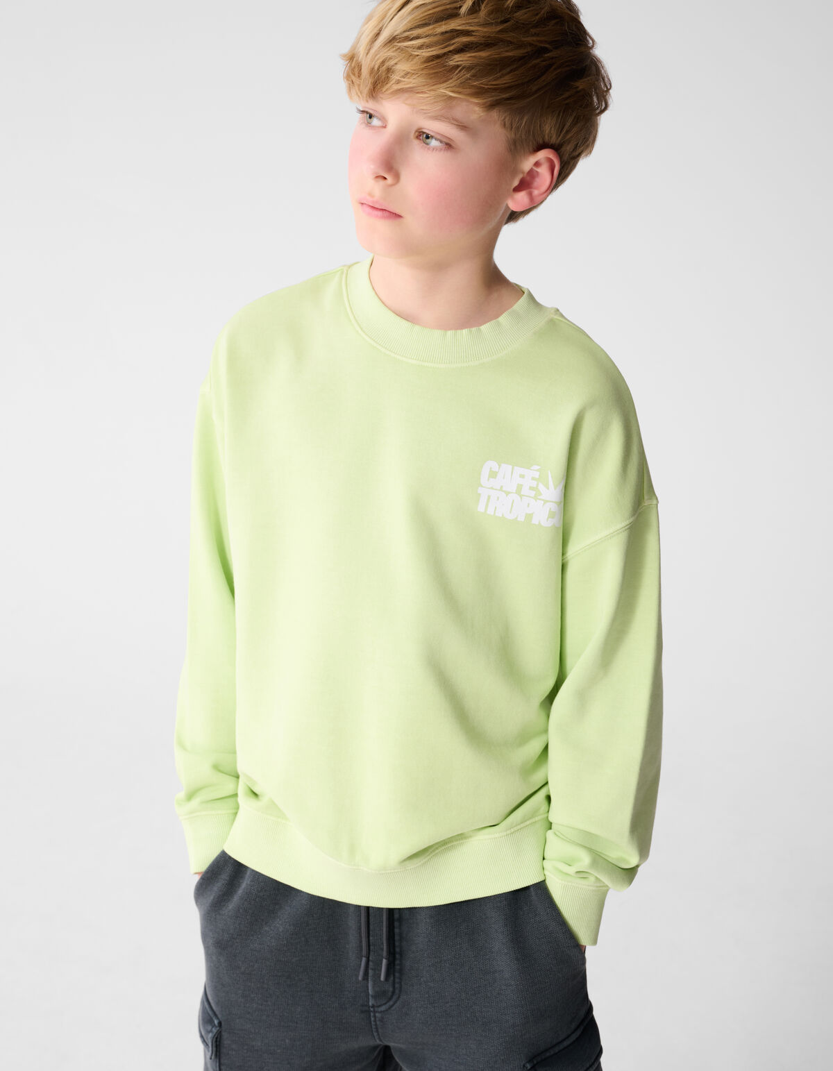Café Tropico Artwork Sweater Lichtgroen
