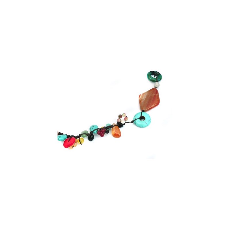Collier fil de soie & pierres