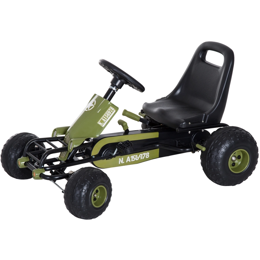 HOMCOM Kinder Tretauto mit Handbremse grün