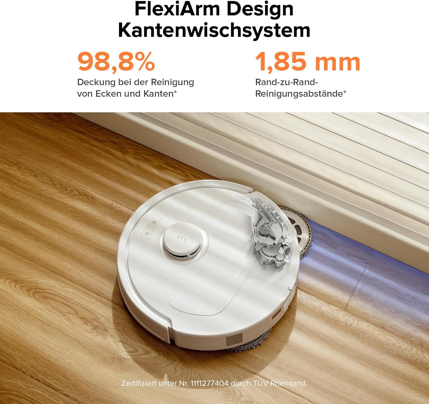 roborock Qrevo Pro Set Saugroboter mit Wischfunktion&Hebarem Wischmopp, 7000Pa, FlexiArm Design™ Kantenreinigung, 60 °C Heißwasser-Moppwäsche, zusätzlich 2 Wischmops, Roboterstaubsauger-Set(Weiß)