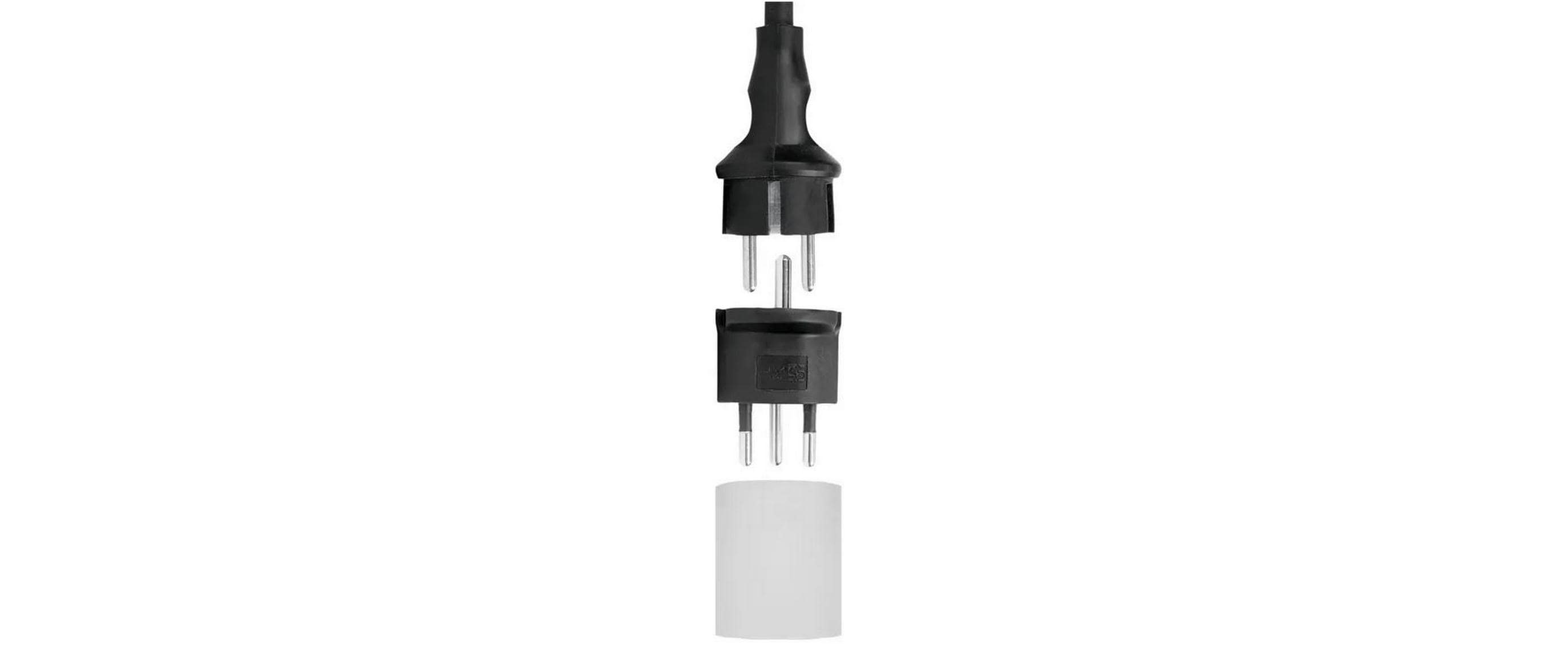 Fixadapter SchuKo Konturenstecker – T12 schwarzDeutsch (Schuko CEE7) auf Schweiz (T12) 3 Pol